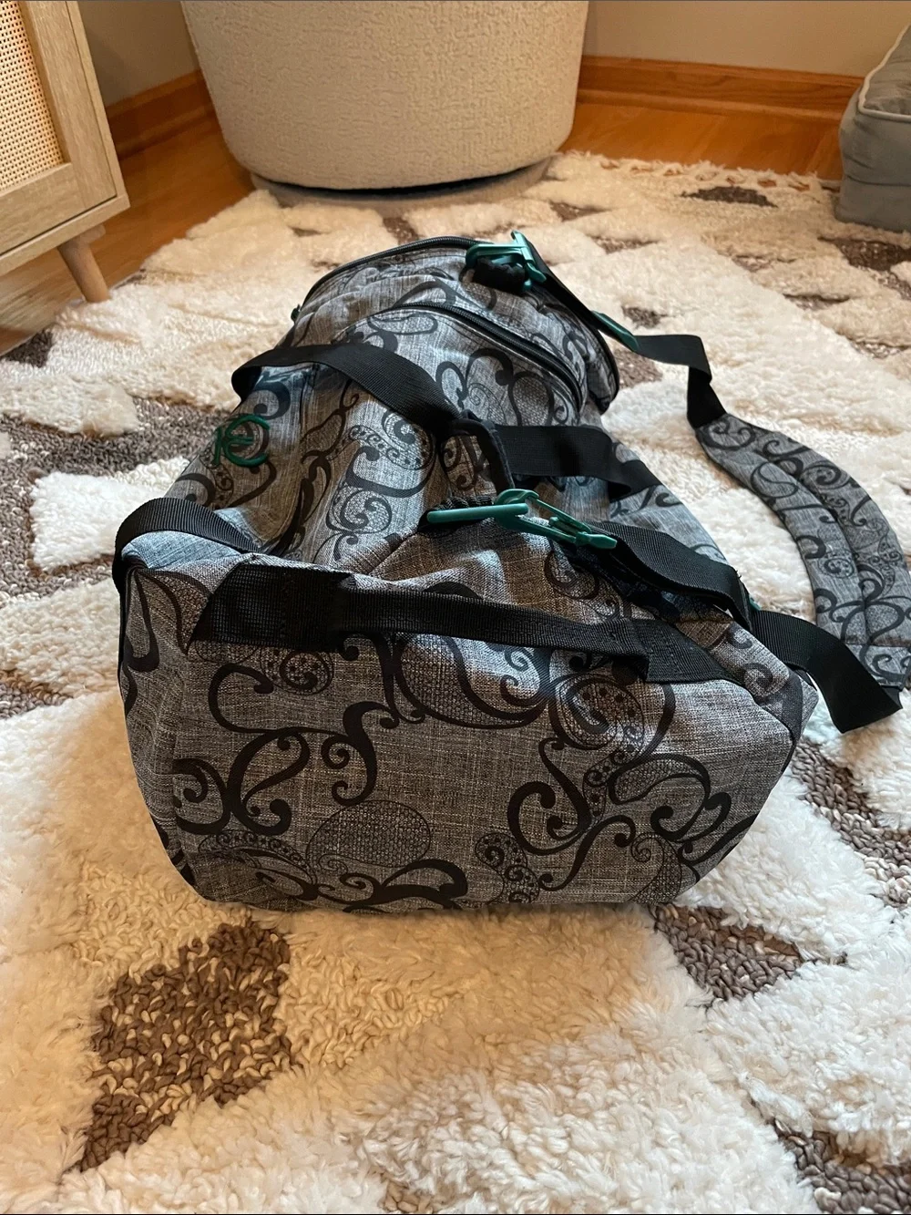 Damien Duffel Bag - Gray with black swirl pattern